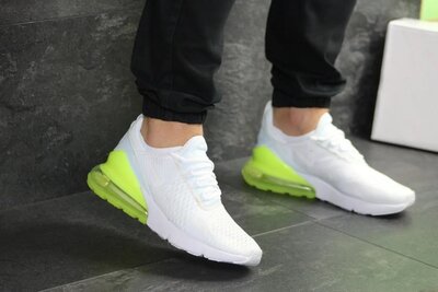 Мужские летние кроссовки Nike Air Max 270,белые с салатовым
