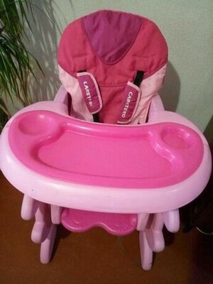 Стульчик для кормления, трансформел стол и стул, розовый