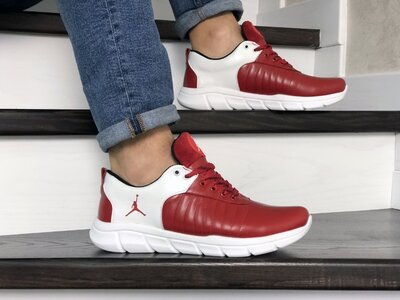 Nike Air Jordan кроссовки мужские демисезонные красные с белым 9029