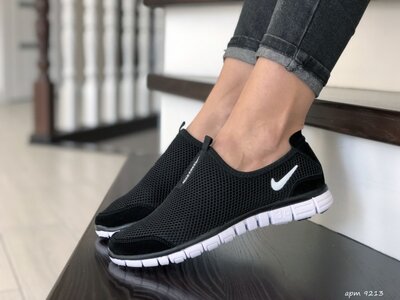 Летние кроссовки Nike Free Run 3.0, черные с белым