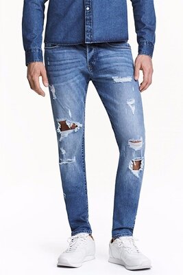 Оригинальные джинсы- Trashed Skinny от бренда H&M разм. 30-32
