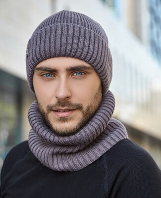 Мужской комплект шапка и шарф-хомут Итан, 5033-7
