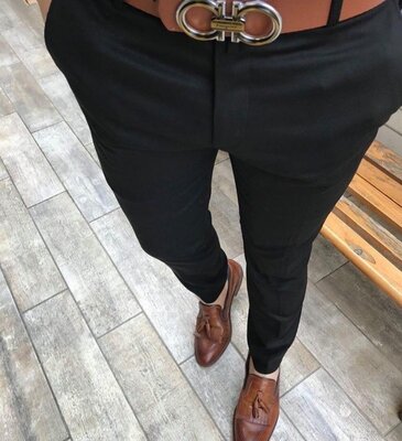 2020. Варианты Мужские стильные брюки, штаны, однотонные черные классика dj-206