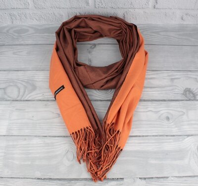 Двусторонний кашемировый шарф, палантин cashmere 7280-21 оранжевый, расцветки