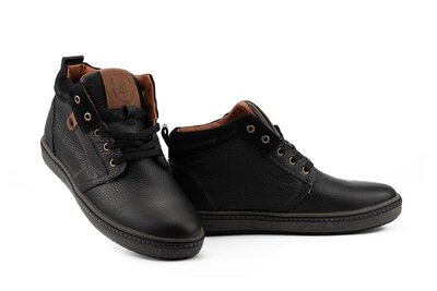 Мужские ботинки кожаные зимние черные Bastion 081ч