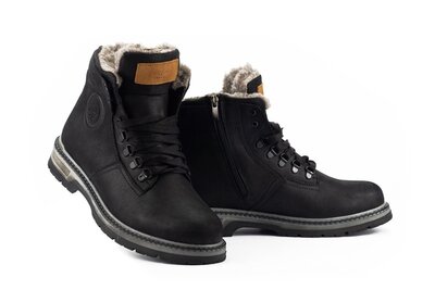 Мужские ботинки кожаные зимние черные Trike 099/M
