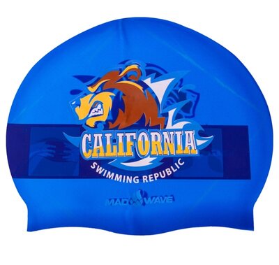 Шапочка для плавания MadWave California 055833000 силикон, темно-синий