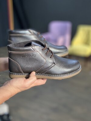 Мужские ботинки кожаные зимние коричневые Yuves 801