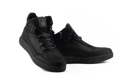 Мужские ботинки кожаные зимние черные Belvas 20141