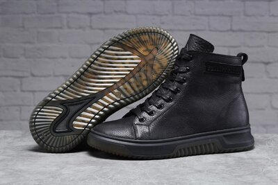 Зимние кожаные мужские ботинки кроссовки на меху Philipp Plein