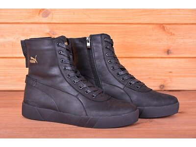 Ботинки кожаные зимние на меху Puma Black