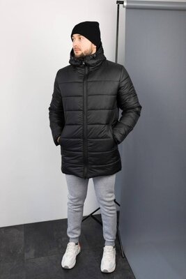 Мужская зимняя удлинённая куртка, черная ,синяя, светлосерая
