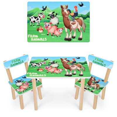 Продано: Дитячий столик зі стільчиками дерев'яний 501-85