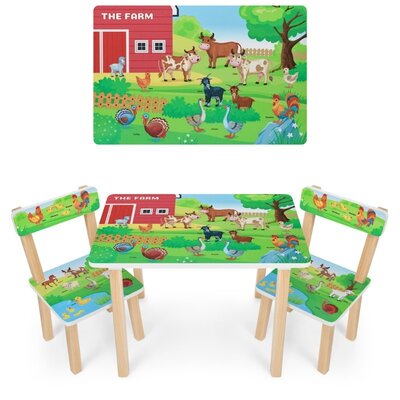 Дитячий столик зі стільчиками деревяний 501-108 EN
