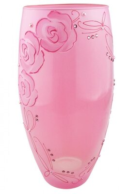 Ваза стеклянная ручной работы Розовые цветы Стакан высокий ZA-1266 2 вида 