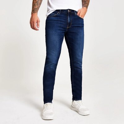 Синие плотные мужские джинсы прямые не скинни трубы стрейч батал большого размера