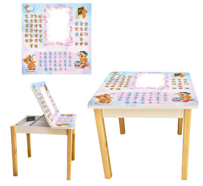 Продано: Детский стол-мольберт с открывающейся крышкой и стульчиком Абетка Мишки Финекс 0233