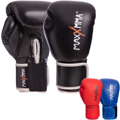 Продано: Перчатки боксерские на липучке MaxxMMA GB01S 10-12 унций, PU 3 цвета 