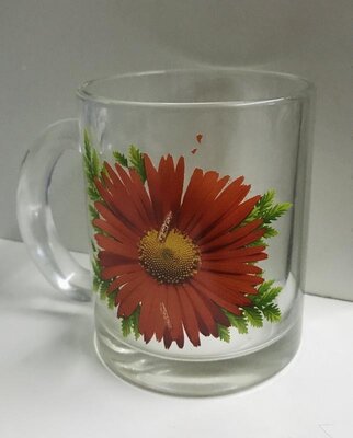 Кружка, прозрачная чашка с цветком, большая чашка.