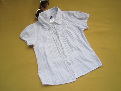 Белая с серебристой нитью блузка,рубашка,школьная блузка,рубашка в школу на 6-8лет,M&Co Kids
