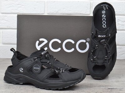 Кроссовки летние мужские кожаные черные Ecco Экко 41-46 сандалии мужские
