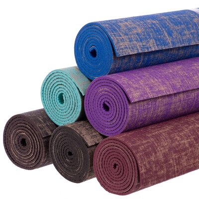 Коврик для йоги джутовый двухслойный 2441 йога мат размер 1,85x0,62мx6мм 6 цветов