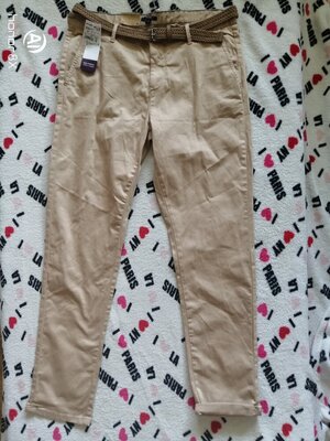 Хлопковые брюки штаны чино chino slim kiabi с поясом размер 50/52