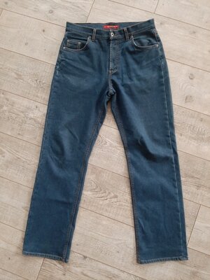 Утепленные темно синие джинсы на флисе Madoc H&M Zara Mango Bershka мужские джинсы зима р.32 - 32