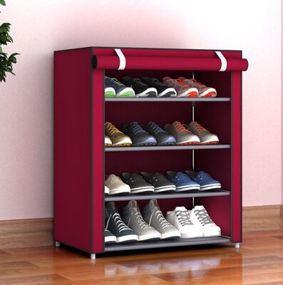 Продано: Полка-Шкаф для обуви тканевая кофейный, бордовый 