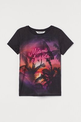8-10/10-12/12-14 лет H&M Новая фирменная футболка miami sunsets