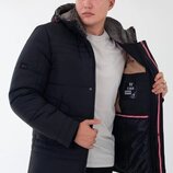 Мужская куртка на меху 50 52 54 56 58 60 зимняя батал большие размеры черный темно синий