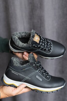 Мужские ботинки кожаные зимние черные Splinter Б 1214 на меху