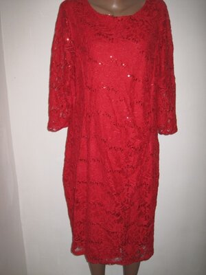 Красное кружевное платье с пайетками Soon р-р22