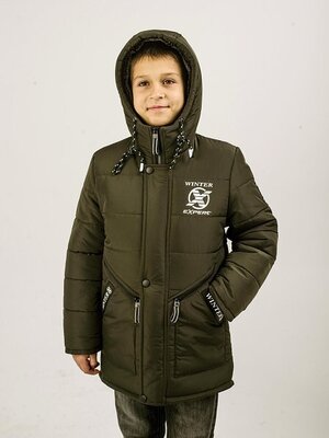 Зимняя удлиненная куртка на мальчика на рост от 125 до 155см