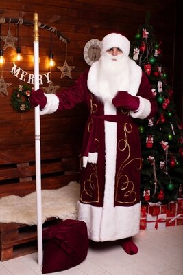 Продано: Новогодний костюм Деда Мороза бордовый раземр 48-56