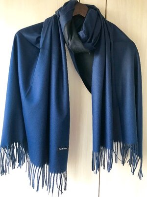 Двусторонний кашемировый шарф Cashmere / синий, черный