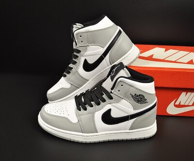 Кроссовки Nike Air Jordan, серые с белым, кожа, 36-41р