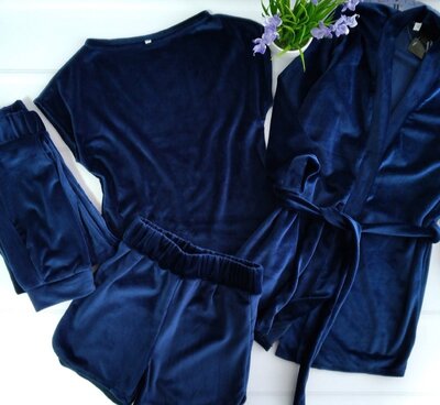 Продано: Домашний комплект пижама халат 4 в 1, велюровый комплект для девочки, подростковая пижама