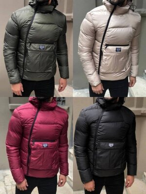 Зимняя мужская куртка теплая с карманом спереди на молнии до -20 Турция