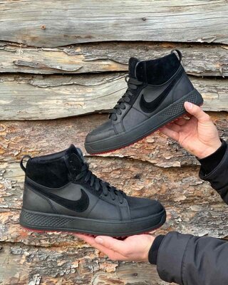 Зимние кожаные кроссовки на меху Nike Air Force Winter