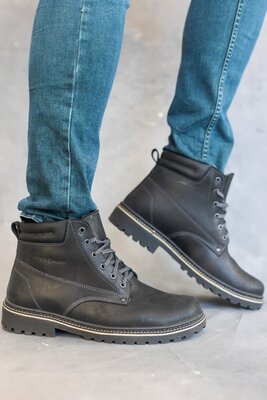 Мужские ботинки кожаные зимние черные Accord Бот