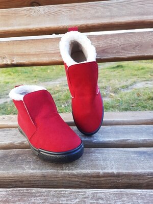 Скидка Женские теплые красные ботинки на меху еврозима