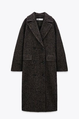 Продано: Шикарное двубортное пальто оверсайз в гусиную лапку с шерстью от Zara оригинал