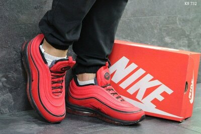 Зимние мужские кроссовки Nike 97 красные на меху р.45.