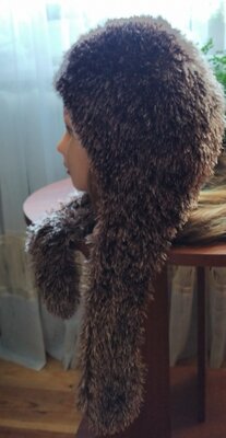 Продано: Теплая вязанная шапка - ушанка для девочки из пряжи травка