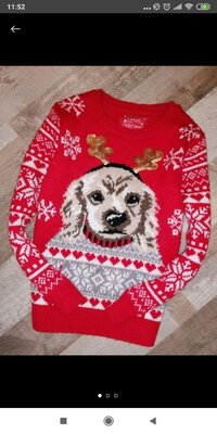 Продано: Новогодний свитер с собачкой оленем