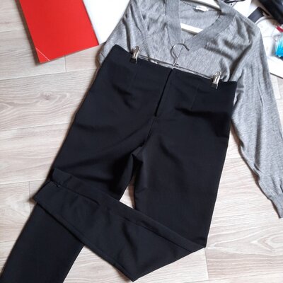H&m текстурные легинсы брюки с молнией на попе р м