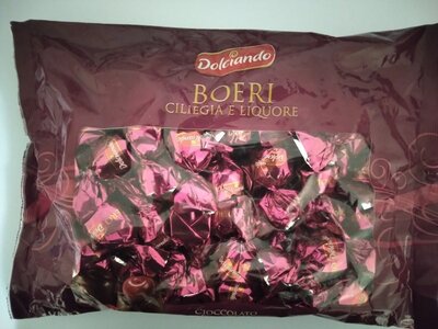 Цукерки шоколадні Dolciando Boeri Вишня в лікері 1кг, Італія