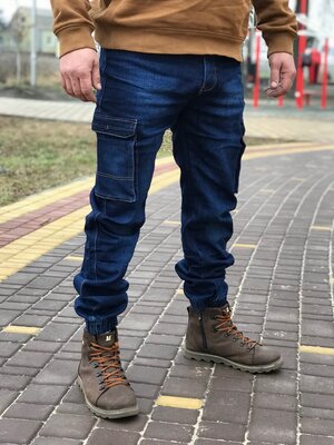 Чоловічі джинси джогери на флісі