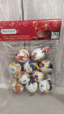 Продано: Молочный шоколад Италия 10 шариков-игрушек на елку. 100 грамм 